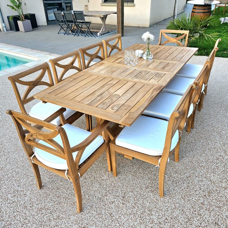 table de jardin en teck 10 personnes extensible