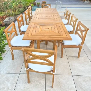 table de jardin en teck extensible 10 personnes