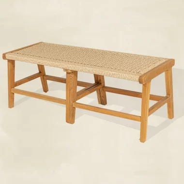 banc en bois teck cordes tressées