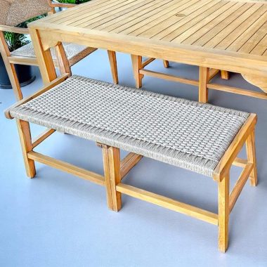 banc en teck et rotin jardin