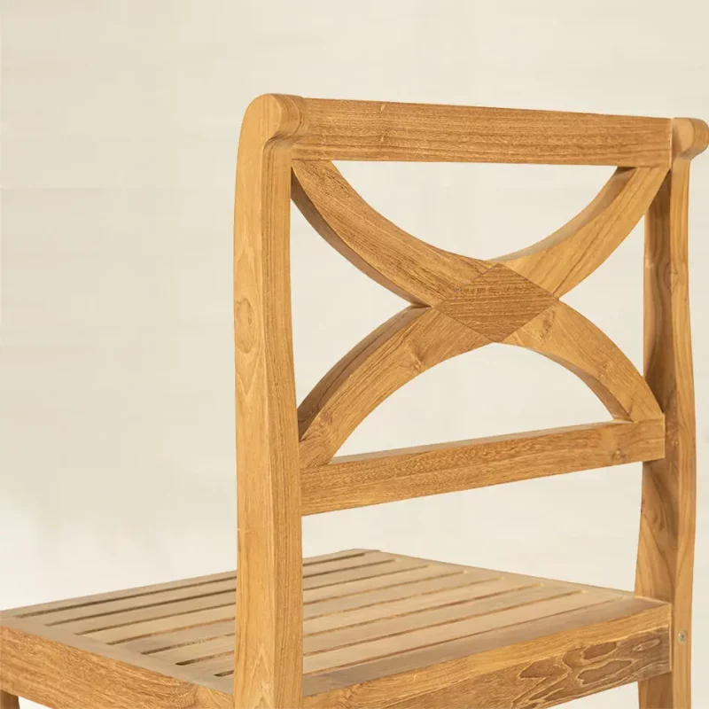 Chaise de jardin en bois de teck design Demelza sans accoudoirs taille XL – Image 4