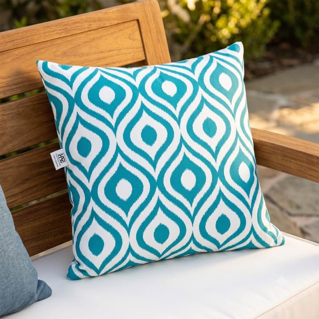 coussin imperméable exterieur bleu