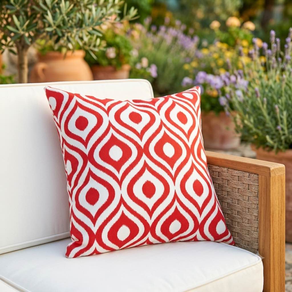 coussin imperméable extérieur jardin rouge