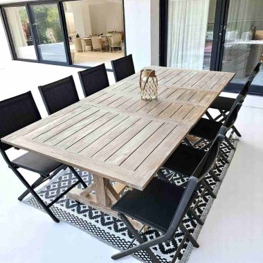 table de jardin en bois de teck extensible 10 à 12 personnes