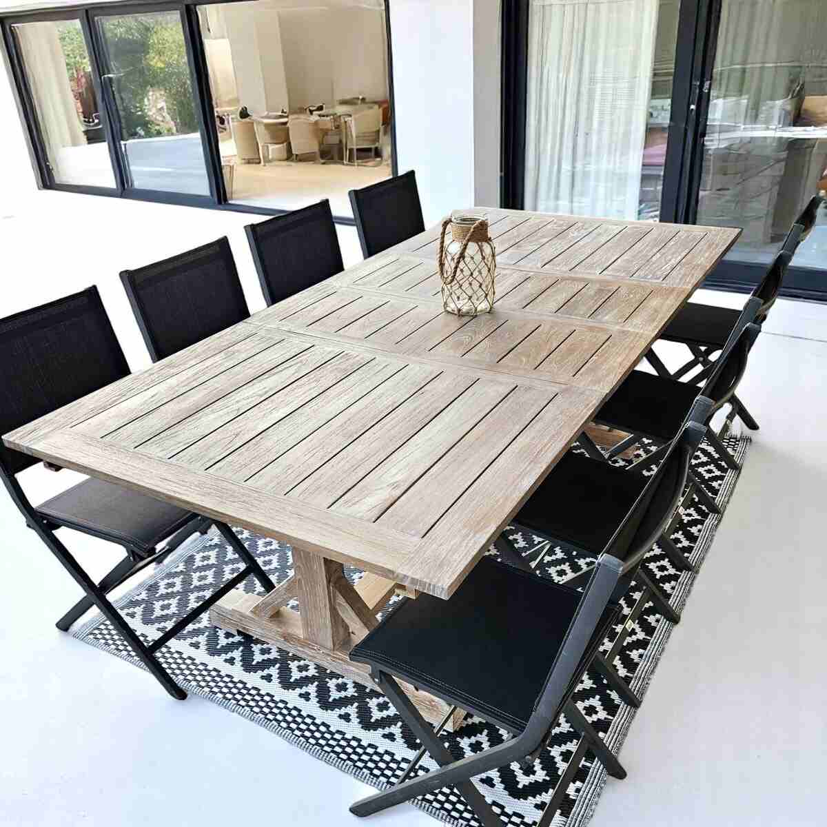 table de jardin en bois de teck extensible 10 à 12 personnes