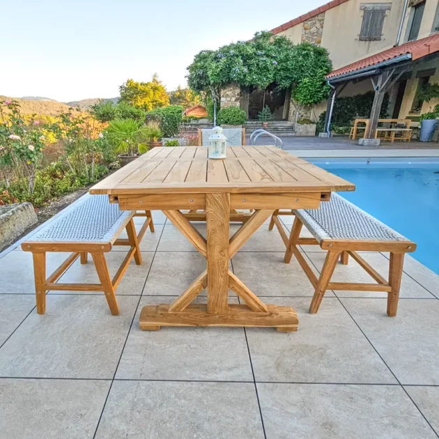 table de jardin en bois extensible