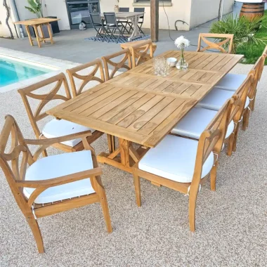 table de jardin extensible en teck