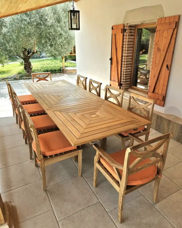 table de jardin extensible en teck 10 personnes design