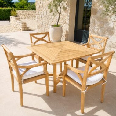 table en teck carrée 110cm