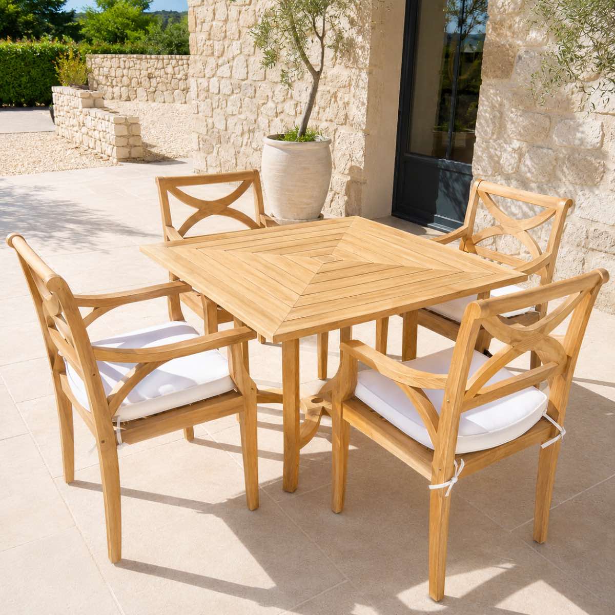 table en teck carrée 110cm