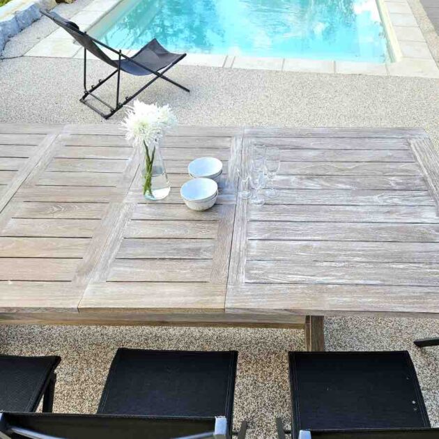 table de jardin extensible pour 10 personnes en bois de teck