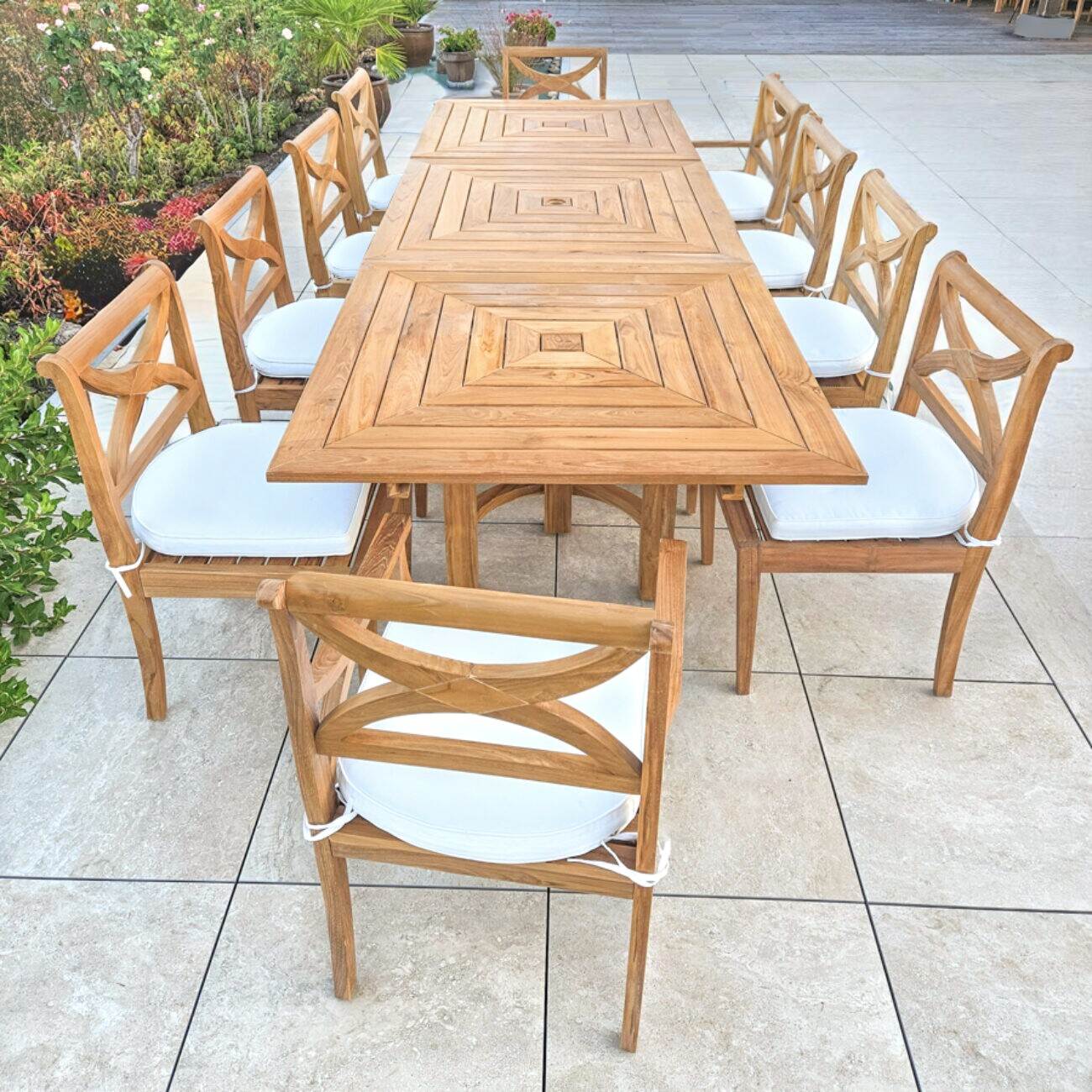 salon table de jardin extensible en bois de teck