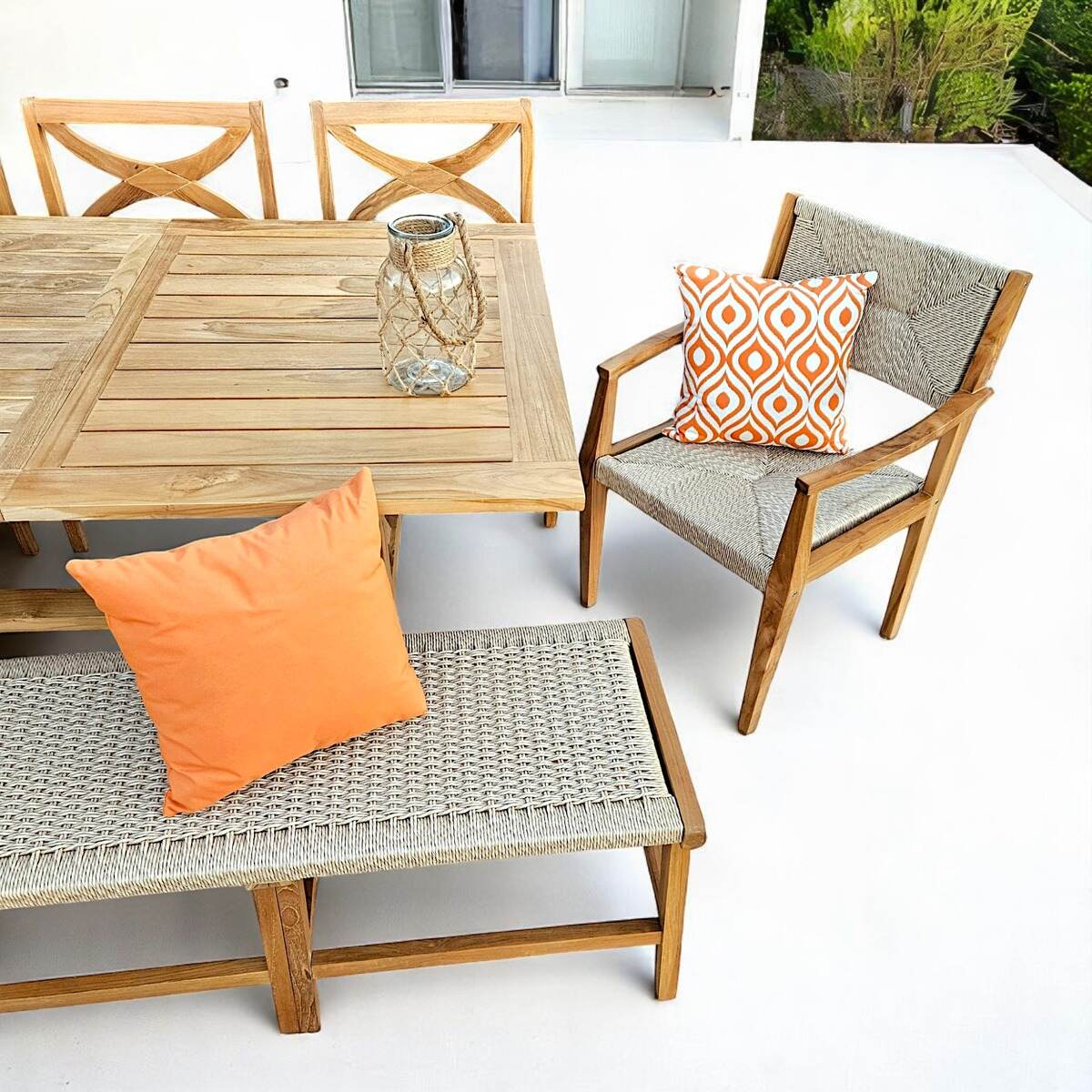 table de jardin avec bancs extérieur moderne