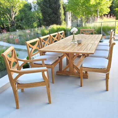 table de jardin en teck extensible 10 personnes