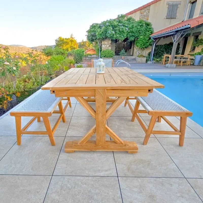 table de jardin en bois extensible