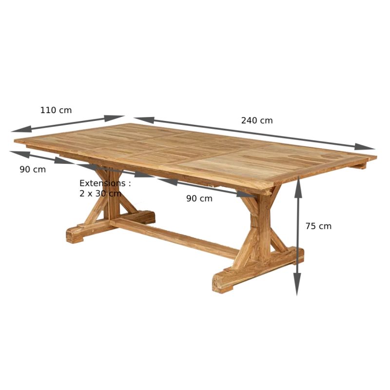 table de jardin en teck 10 personnes extensible