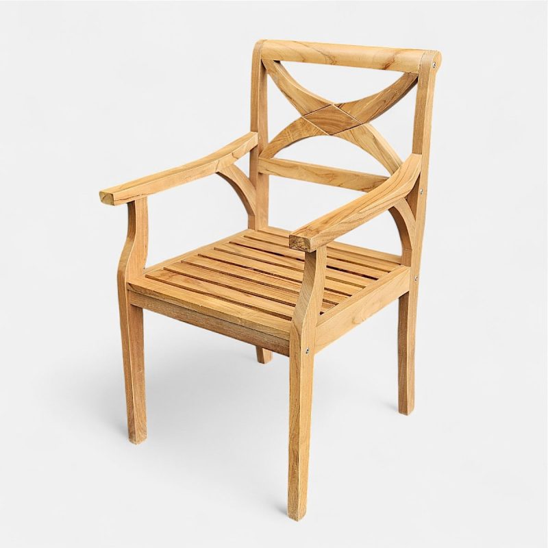 fauteuil chaises de jardin avec accoudoirs en teck
