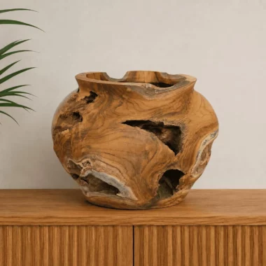 cache-pot en bois naturel organique