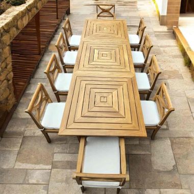 table de jardin extensible en bois 10 personnes