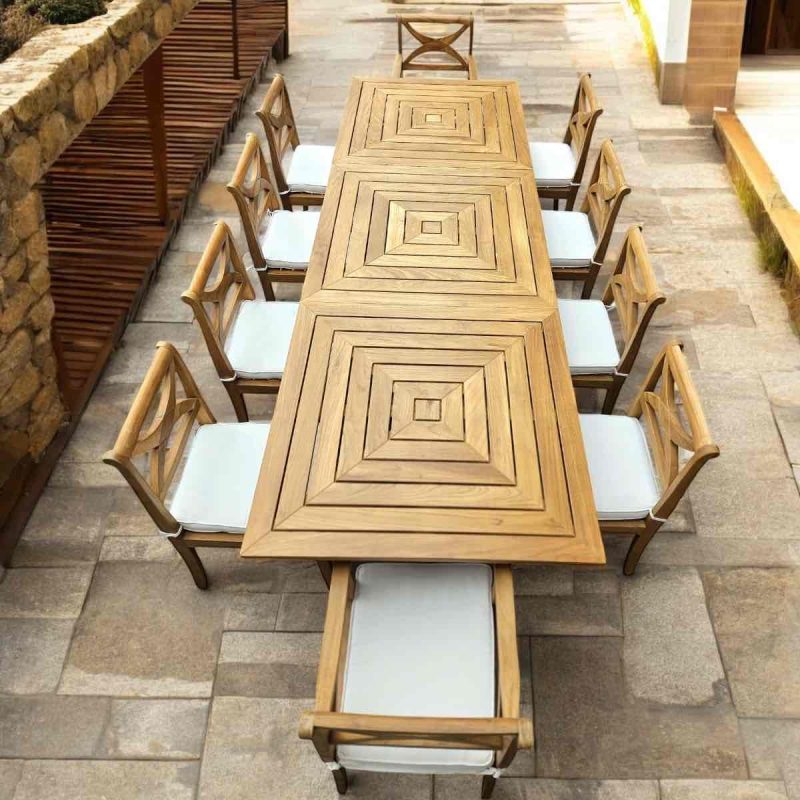 table de jardin extensible en bois 10 personnes