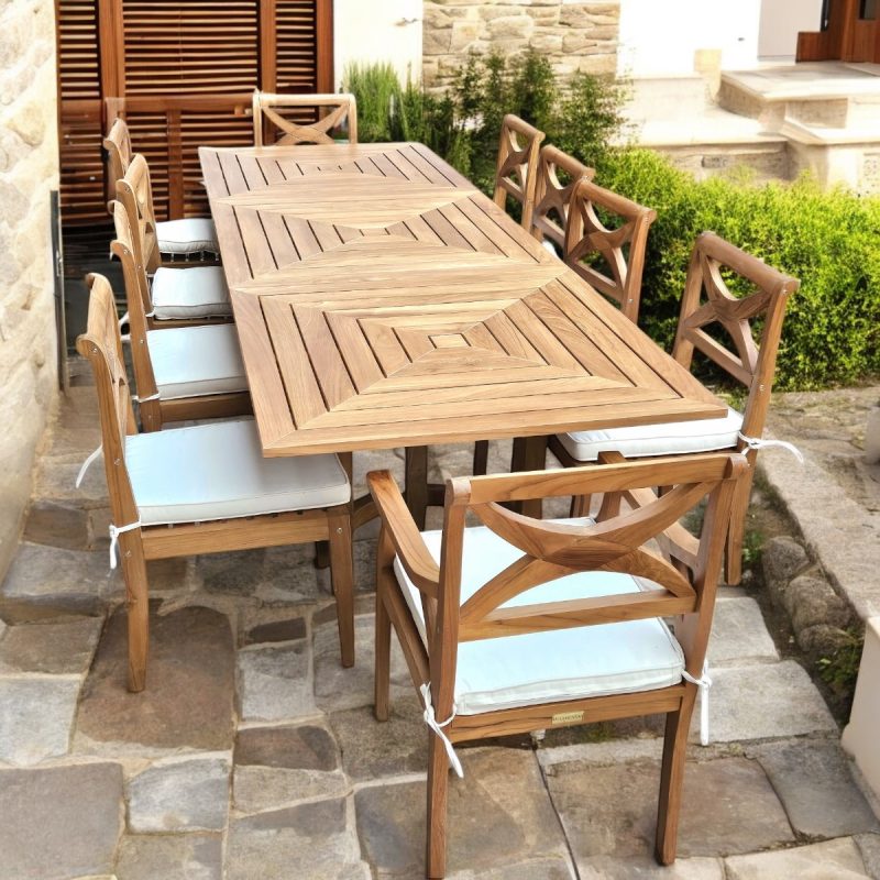 table de jardin extensible en teck10 personnes