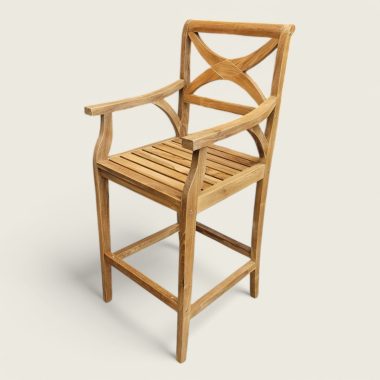 chaise tabouret haut en bois de teck exterieur