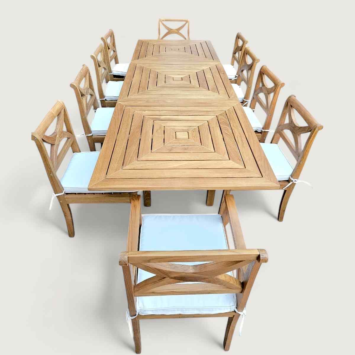 table extensible en bois de teck de jardin 10 personnes