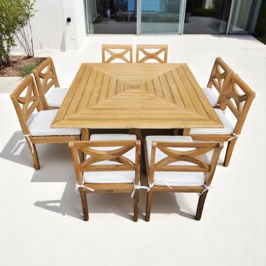 salon table de jardin carré en bois de teck design