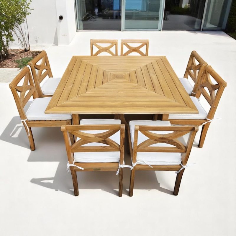 salon table de jardin carré en bois de teck design