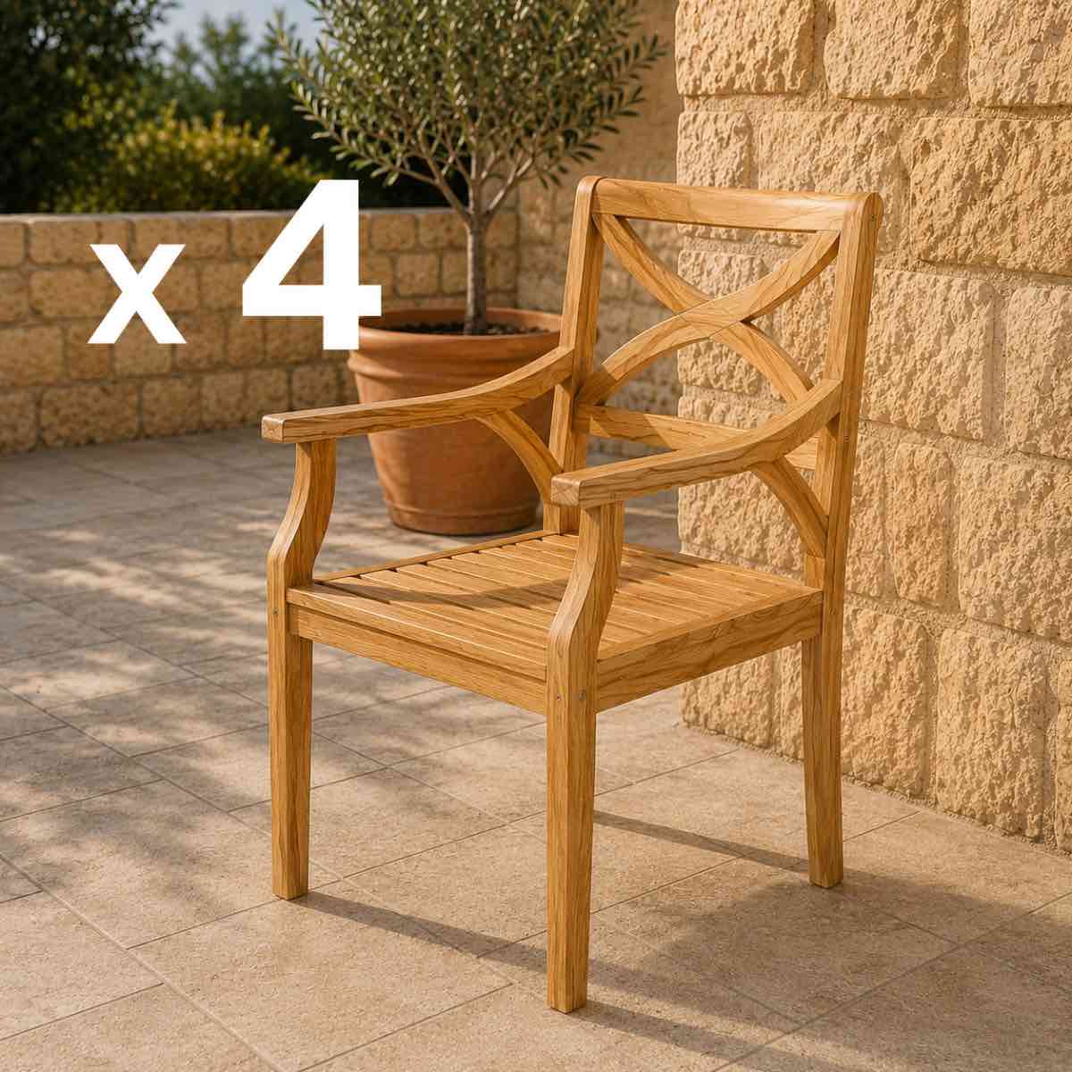 lot 4 chaises en teck